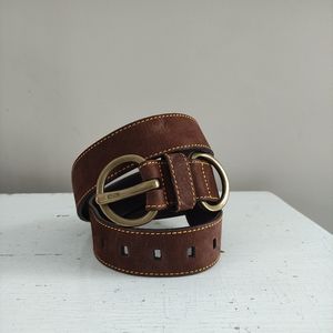 Coach Suede Double Brass Buckle Belt Small